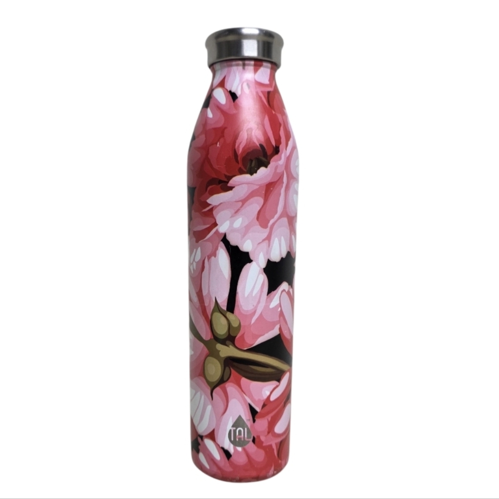 TAL Pink and Black Floral Thermos Water Bottle